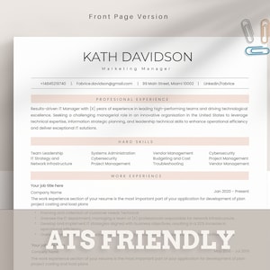 ATS cv Plantilla Word, Pages, Canva, Plantilla ATS RESUME, CV profesional ats, Currículum ejecutivo moderno, Currículum minimalista, simple y limpio
