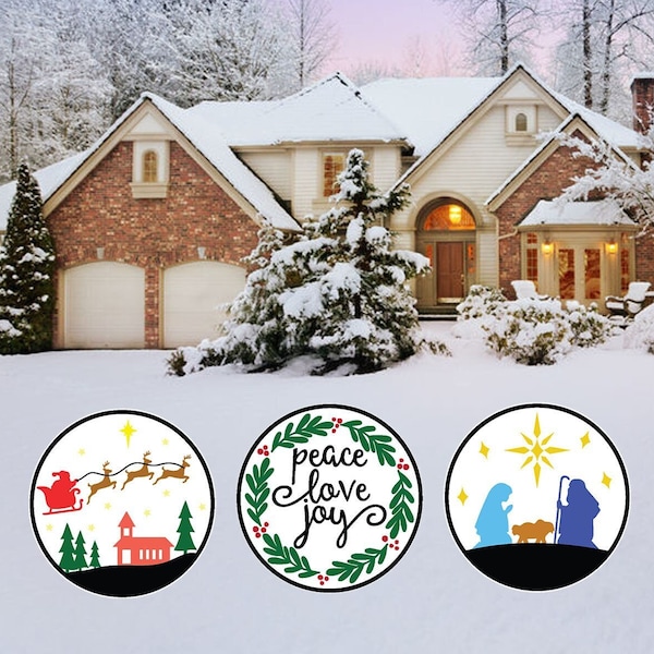 Christmas Santa Peace Love Joy Nativity Scene Snow Globe Ornament Decoration Holidays Yard Sign Cut Out