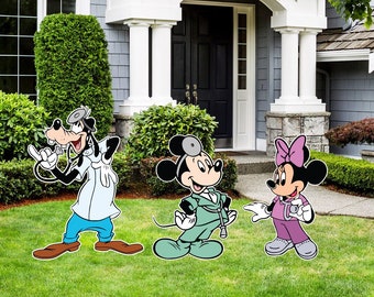 Doctor Mickey, Nurse Minnie and Doctor Goofy Yard Sign Cut out | individual or set