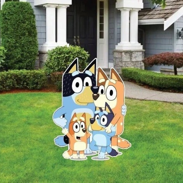 Bluey and Family Chili Bingo Bandit  yard sign cut out