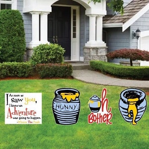 Classic Winnie the Pooh Hunny Pots Honey Oh Bother Adventure Quote Decoration Prop Baby Shower Party Gender Reveal Yard Sign Cut Out