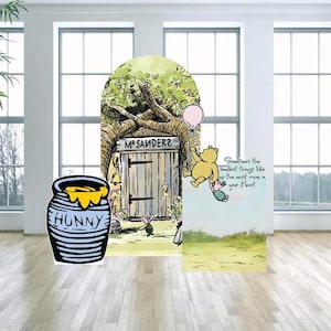 Classic Winnie the Pooh Baby Shower Party Event Arch Backdrop Photo Booth Prop Kids Themed Party Indoor Outdoor Decoration Yard Sign Cut Out