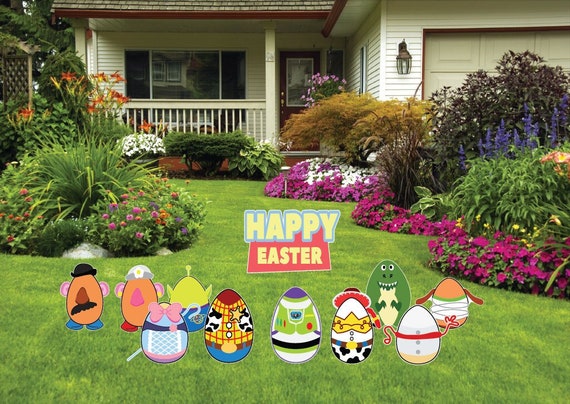 Easter Eggs Toy Story Buzz Lightyear Woody Jessie Mr Potato Head Rex Alien Bo peep Slinky and Forky Spring Decoration Yard Sign Cut Outs Etsy