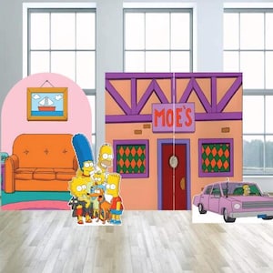 The Simpsons Couch Moe&#39;s Tavern Birthday Party Event Arch Backdrop Photo Booth Prop Themed Party Indoor Outdoor Decoration Yard Sign Cut Out