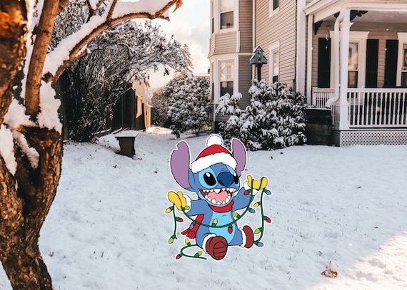Stitch Playing With Christmas Lights 