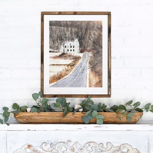 Art Print Wall Decor Country Road Winter Season Watercolor Painting Instant Download