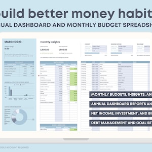 Annual/Monthly Zero-Based Budget Spreadsheet, Dashboard, Debt Snowball Payoff Calculator, Net Worth Investment Tracker, Savings Sinking Fund