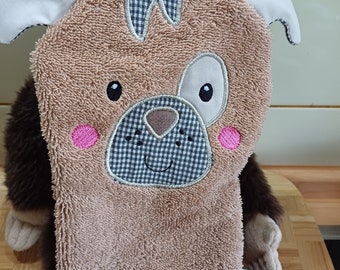 Animal washcloth dog light brown - upcycling - unique - handmade #6