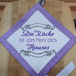 Vierkante pannenlap 20 x 20 cm - Paars - Uniek - Gerecycled - Handgemaakt #690