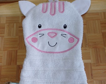 Animal washcloth cat white - upcycling - unique - handmade #3