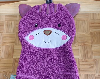Animal washcloth cat pink - upcycling - unique - handmade #7