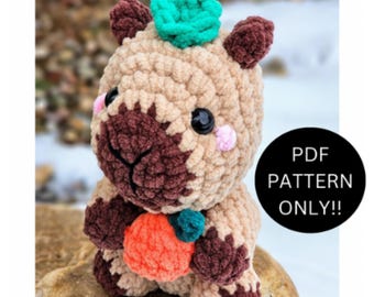 Capybara Crochet Pattern / Capybara Amigurumi PDF Pattern / Handmade Capybara Plushie Stuffed Animal