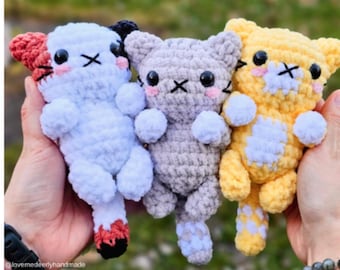 Crochet Kitty Cat Pattern Bundle / Amigurumi Cat Plushie/ Beginner- Friendly / Kitten Stuffed Animal / Calico Cat, Orange Cat, and Tabby Cat