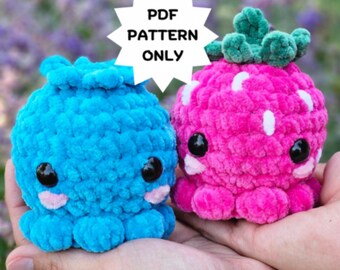 No Sew Beginner Octopus Crochet Pattern | Berry Octopus Easy Amigurumi Plushie | PDF Pattern Digital Download | Crochet Sea Critters