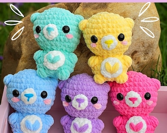 Rainbow Bear Crochet Pattern / Low Sew Crochet PDF / Colorful Love Bear / Amigurumi Plush Bear Crochet / Teddy Bear Crochet Pattern /