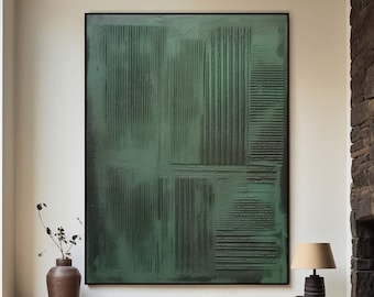 Large Green Texture Abstract Painting Nordic Green Abstract Wall Art Green Plaster Wall Art Green Wabi Sabi Wall Art Boho Texture Painting