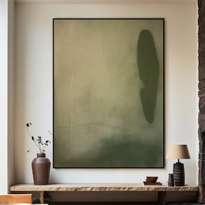 Large Green Beige Minimalist Painting Green Abstract Painting Beige Wabi Sabi Wall Art Green Canvas Art Original Modern Boho Wall Decor Gift