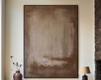 Pintura abstrata marrom marrom wabi sabi arte de parede cinza marrom minimalista arte de parede texturizada de grandes dimensões arte medieval boho decoração de parede