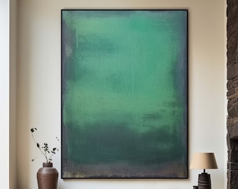 Grote moderne groene abstracte schilderkunst groen grijze abstracte muur kunst groene minimalistische kunst textuur kunst groene muur decor woonkamer muur kunst