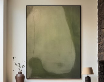 Large Green Minimalist Painting Green Abstract Canvas Art Wall Painting Green Plaster Wall Art Green Wabi Sabi Wall Art Green Wall Decor