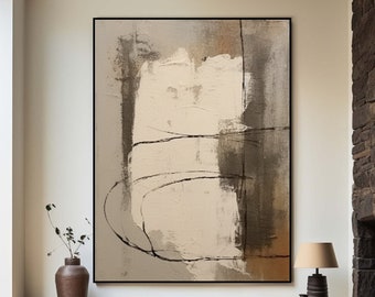Gray Beige Original Abstract Painting Gray Minimalist Abstract Painting Gray Textured Painting Abstract Art Gray Beige Canvas Wall Painting
