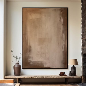 Brown Beige Wabi Sabi Wall Art Beige Textured Art Brown Minimalist Abstract Painting Modern Original Boho Wall Decor Living Room Wall Art