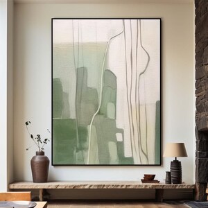 Modern Green Abstract Wall Painting Green Minimalist Painting Beige WabiSabi Wall Art Original Green Textured Art Livingroom Sofa Wall Decor