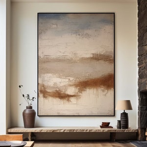 Große Beige Minimalistische Abstrakte Malerei auf Leinwand Braun Wabi Sabi Wall Art Beige Brown Strukturierte Malerei Moderne Boho Neutral Wanddekor