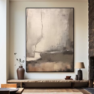 Beige And Black Abstract Wabi Sabi Wall Art Beige Black Textured Painting Beige Black Minimalist Wall Art Beige Boho Neutral Wall Decor