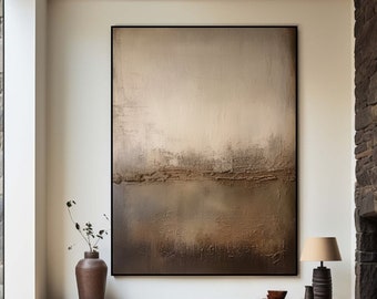 Beige Black Abstract Painting Beige Black Wabi Sabi Wall Art Beige Black Minimalist Wall Art Modern Beige Boho Wall Decor Wall Painting