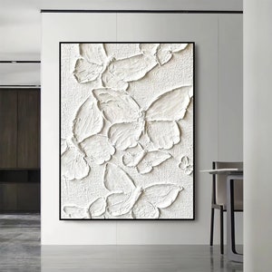 White Texture Butterfly Oil Painting Abstract Butterfly Painting Butterfly Art Minimalist Wall Art Textured Wall Art Living Room Wall Decor