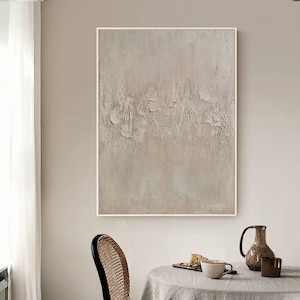 Large Boho Beige Minimalist Abstract Painting  Beige 3D Texture Painting on Canvas Beige Plaster Wall Art Modern Living Room Wall Art