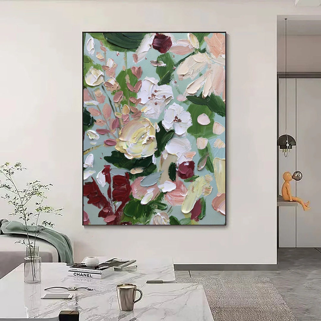 3D Flower Oil Painting Frame Wall Art Original Modern Floral Textured ...