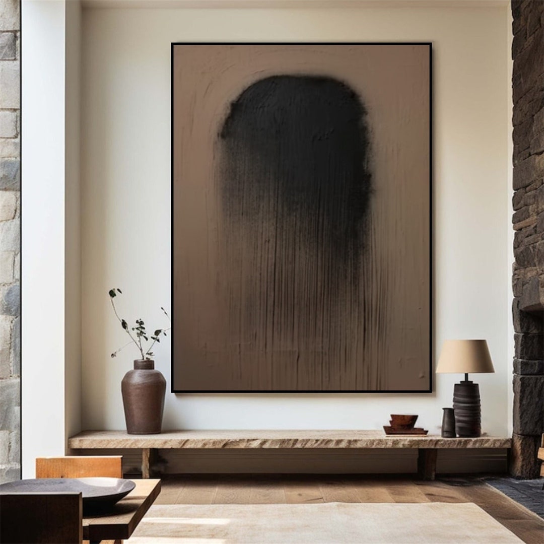 Brown Black Wabi Sabi Wall Art Brown Abstract Canvas Art Black ...