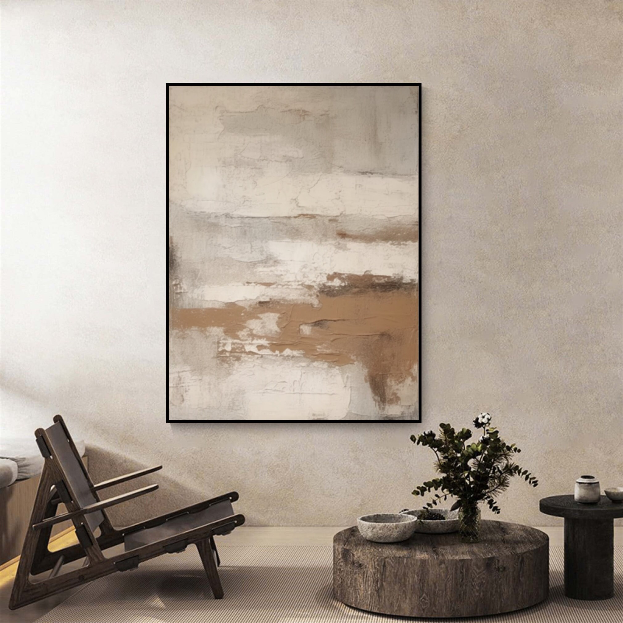 Large Beige Brown Minimalist Texture Painting Beige Wabi Sabi Wall Art ...