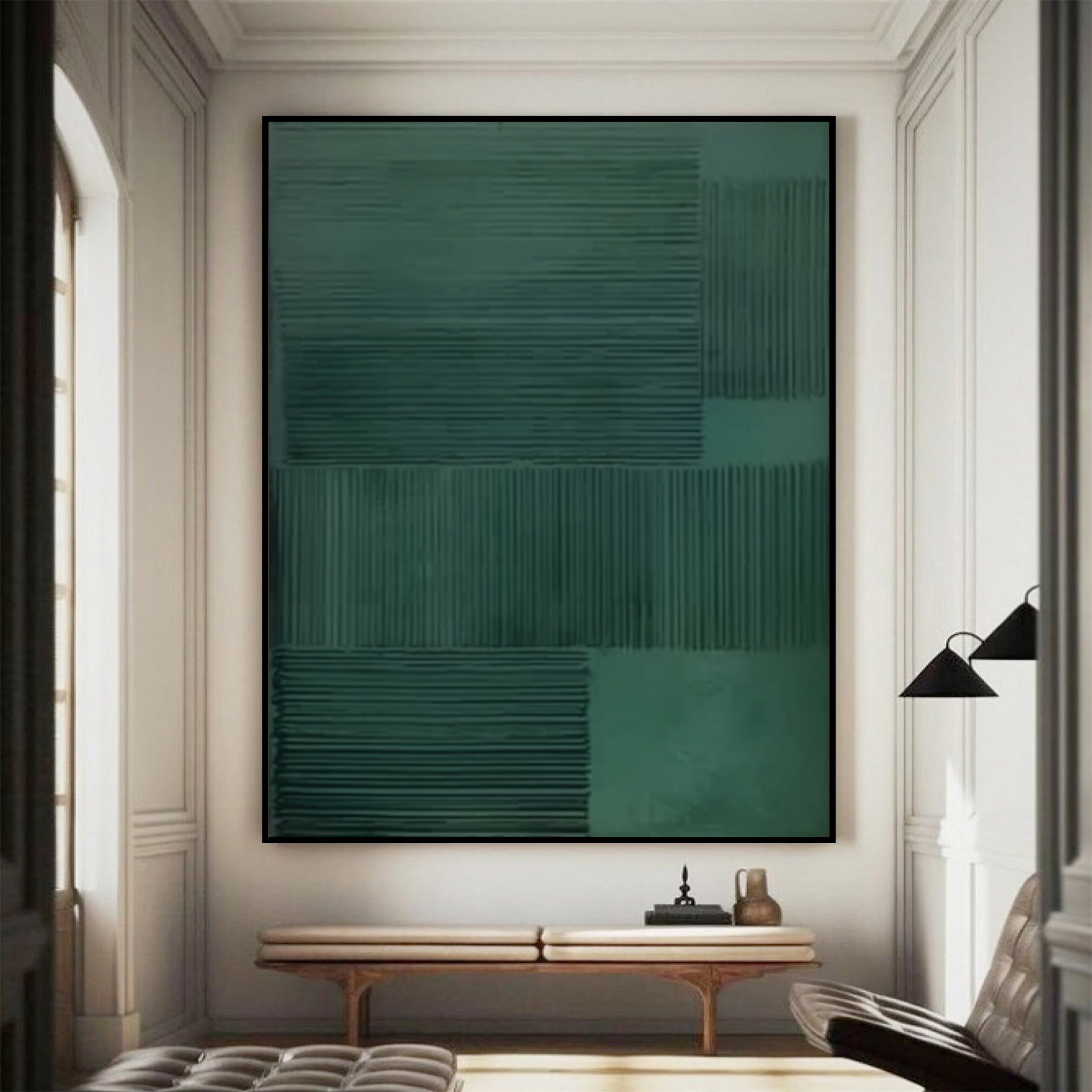 Large Wabi Sabi Wall Art Green Texture Abstract Painting Green 3D ...