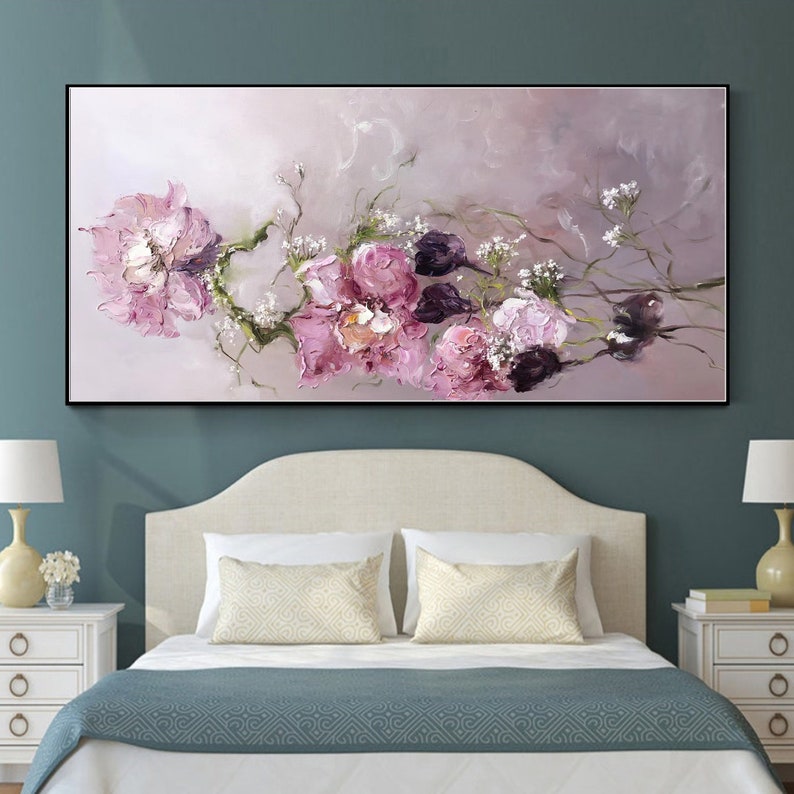 Flower Oil Painting On Canvas, Abstract Textured Flower Painting, Original Modern Floral Painting, Modern Living Room Wall Art Decor image 7