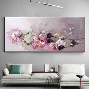 Flower Oil Painting On Canvas, Abstract Textured Flower Painting, Original Modern Floral Painting, Modern Living Room Wall Art Decor image 5