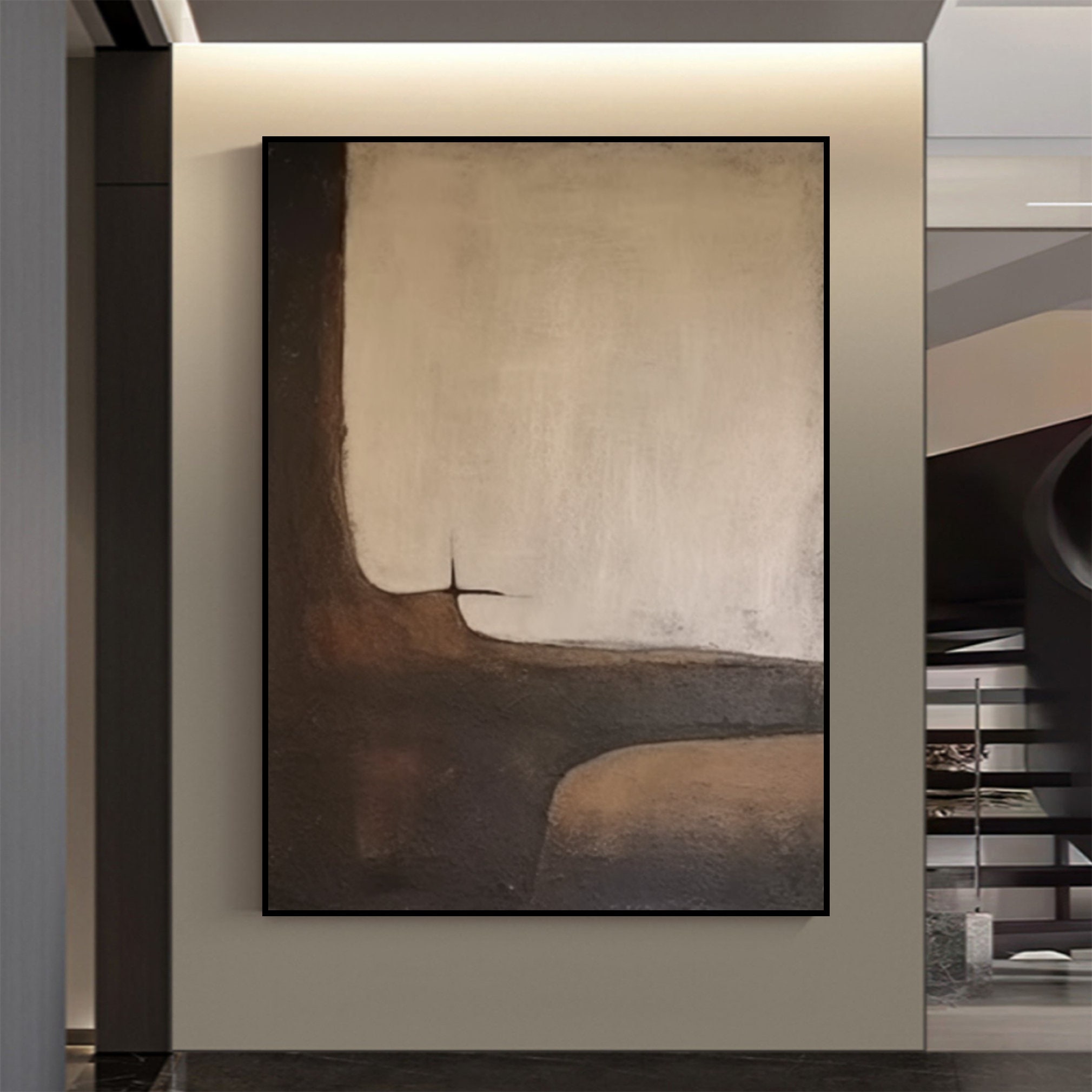 Large Original Brown Beige Abstract Painting Brown Wabi Sabi Wall Art ...