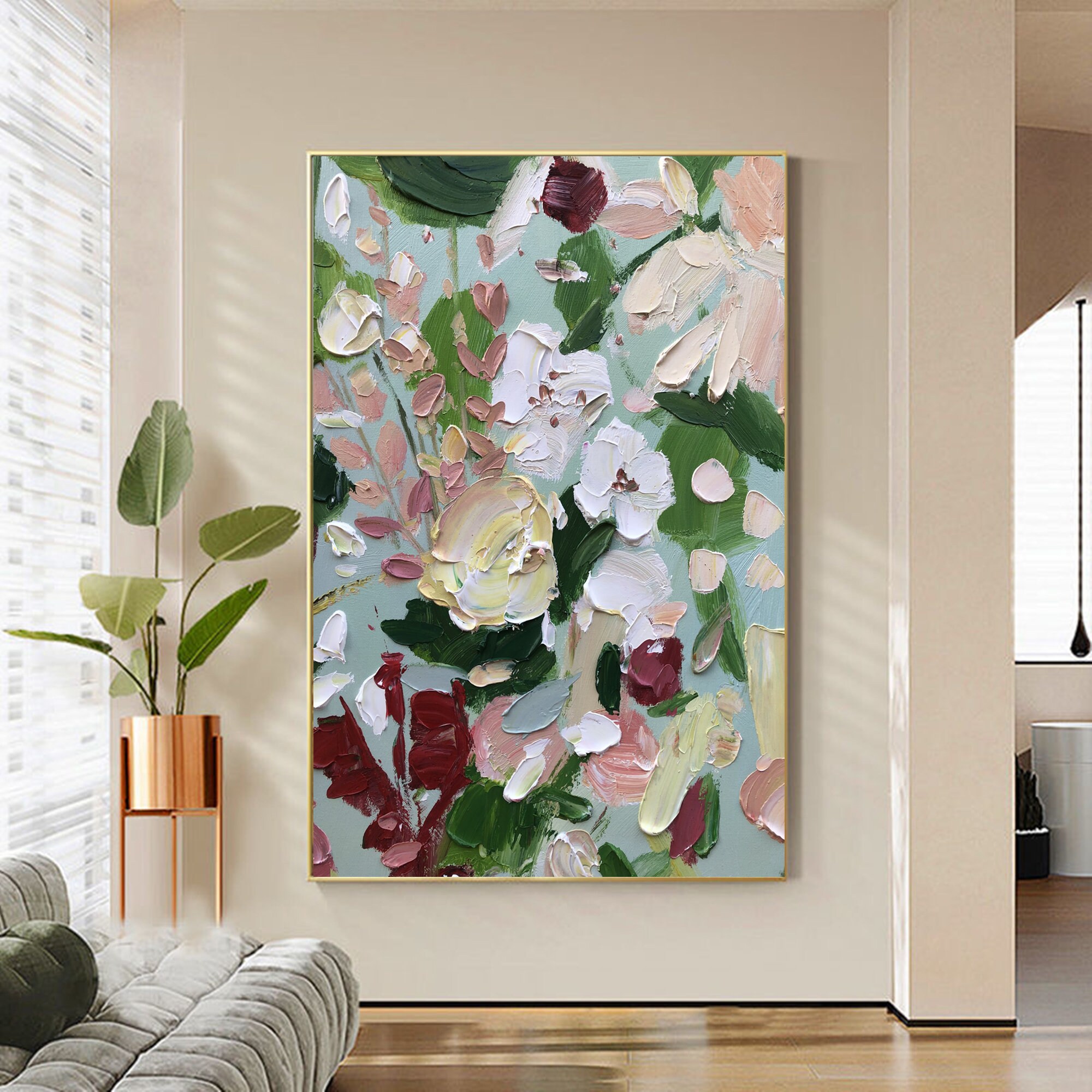 3D Flower Oil Painting Frame Wall Art Original Modern Floral - Etsy