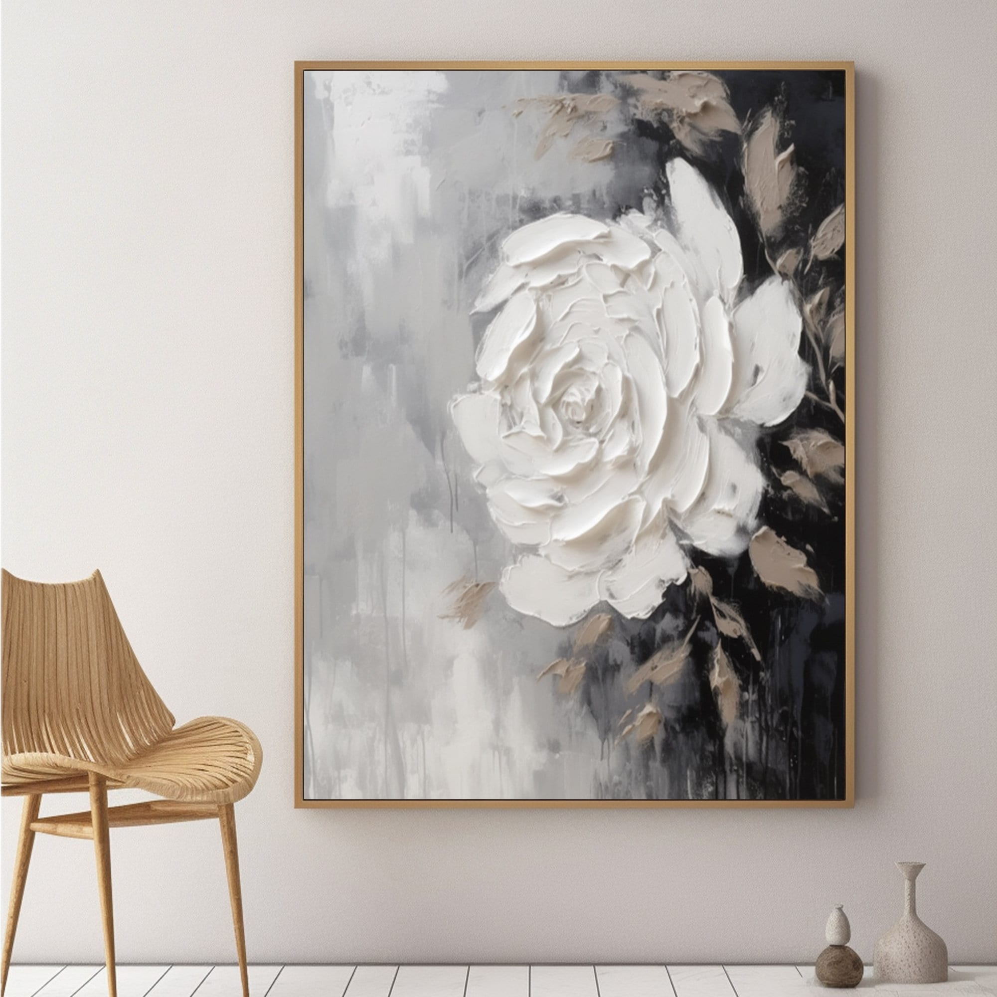 Abstract White Flower Oil Painting on Canvas 3D White Flower Textured ...