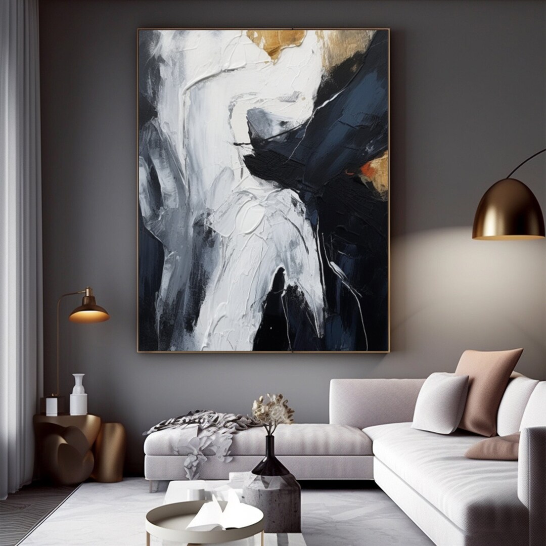 Large Black and White Abstract Wall Art Black and White Texture ...