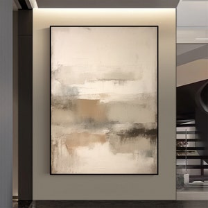Black Beige Abstract Painting Beige Wabi-sabi Wall Art Large Beige ...