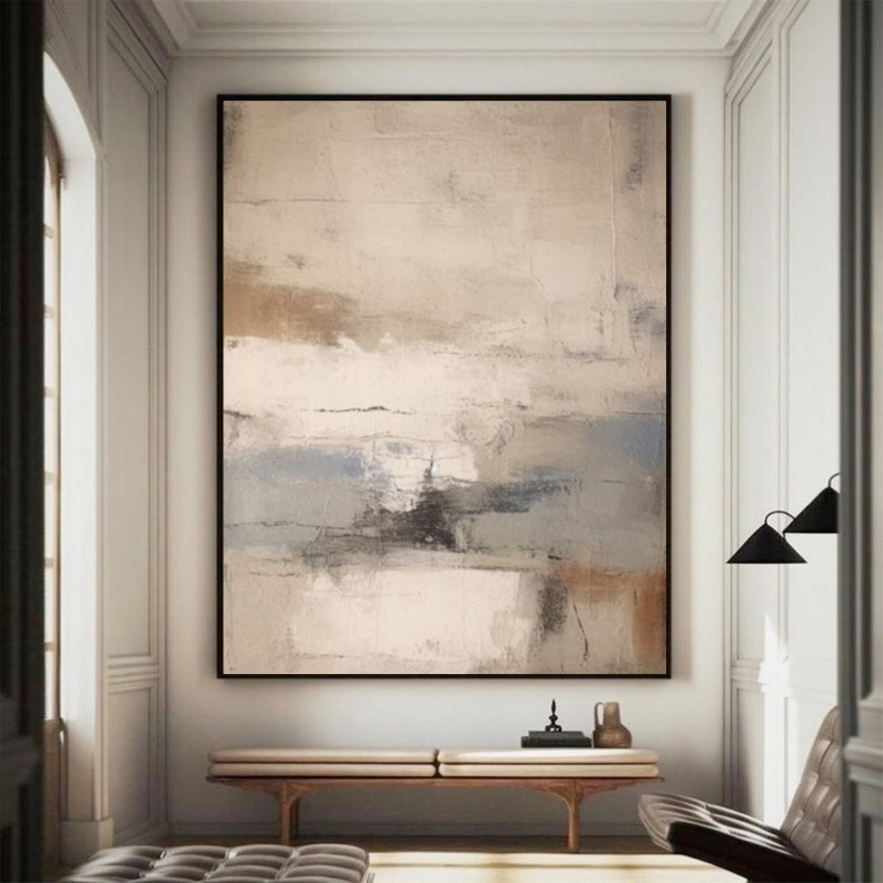 Large Beige Gray Abstract Painting Beige Gray Wabi Sabi Wall Art Beige ...
