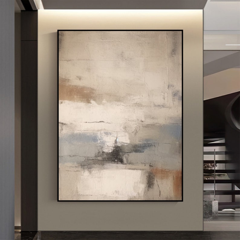 Large Beige Gray Abstract Painting Beige Gray Wabi Sabi Wall Art Beige ...