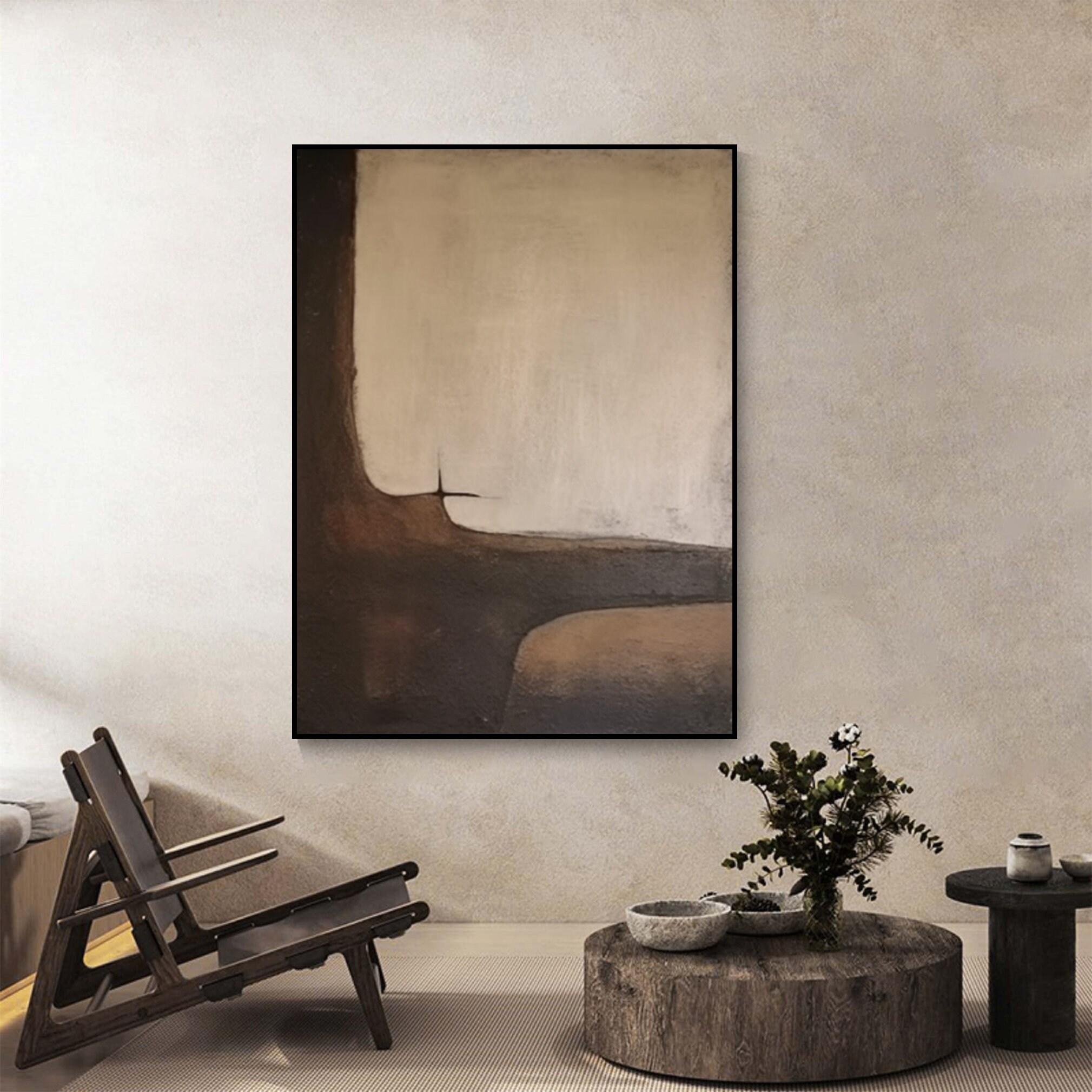 Large Original Brown Beige Abstract Painting Brown Wabi Sabi Wall Art ...