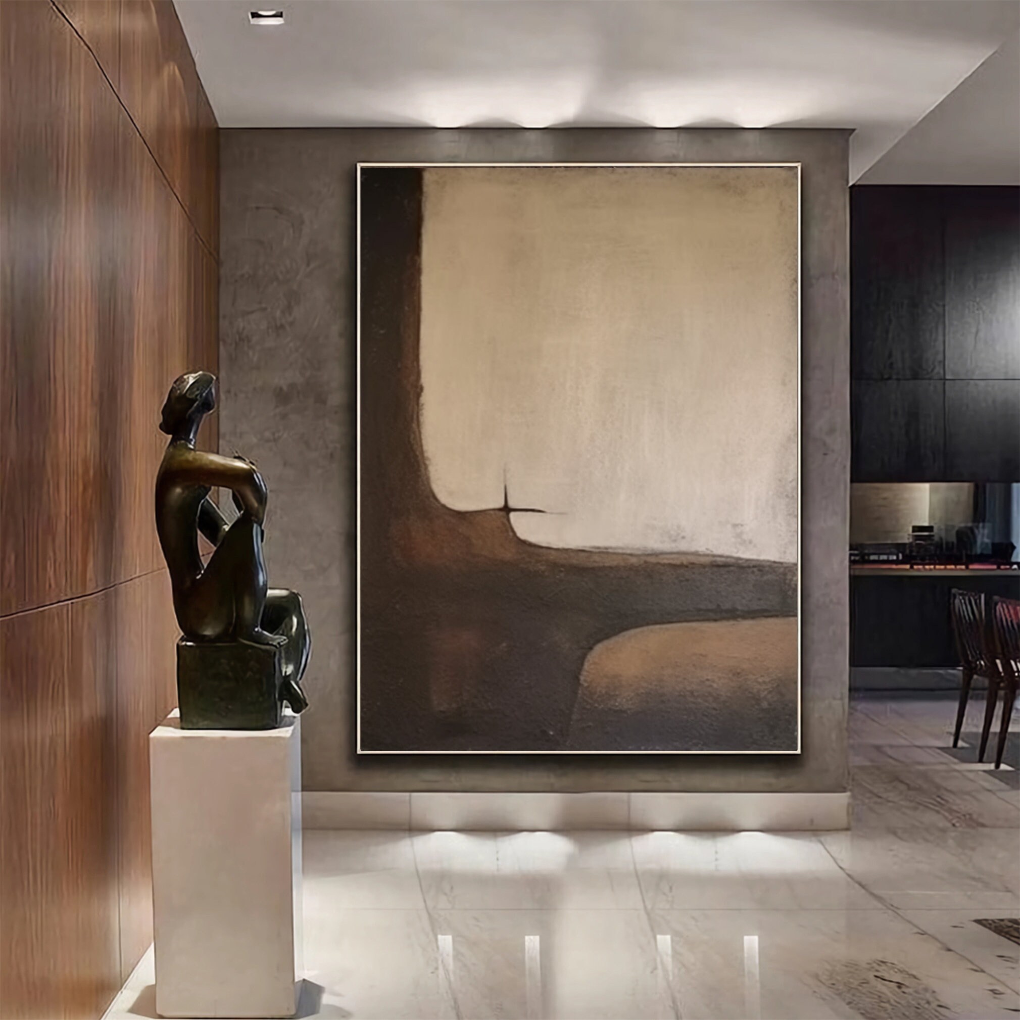 Large Original Brown Beige Abstract Painting Brown Wabi Sabi Wall Art ...
