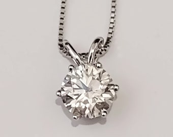 2ct Certified Moissanite Diamond Necklace Pendant with Silver Chain