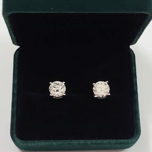 4ct (2ct each) 4-Prong Certified Moissanite Diamond Stud Earrings Sterling Silver Plated in 18k White Gold - Screw or Push Backings