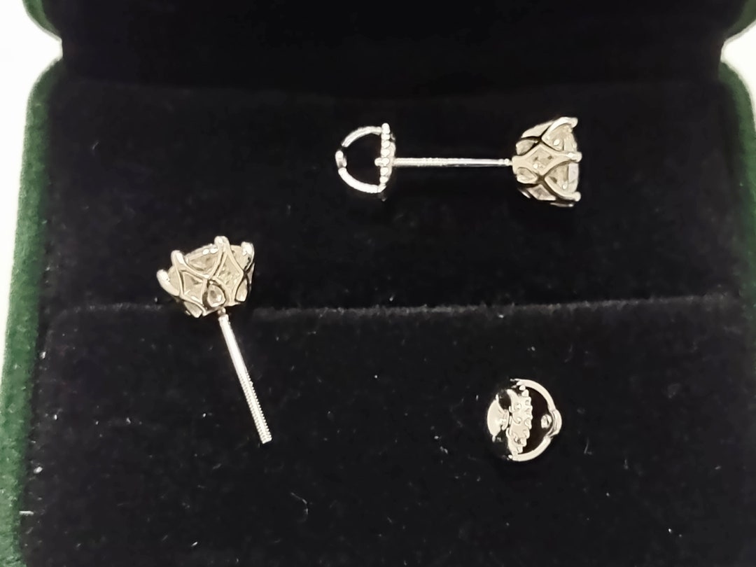 Buy 1ct/2ct Certified Moissanite Diamond Stud Earrings in Silver W